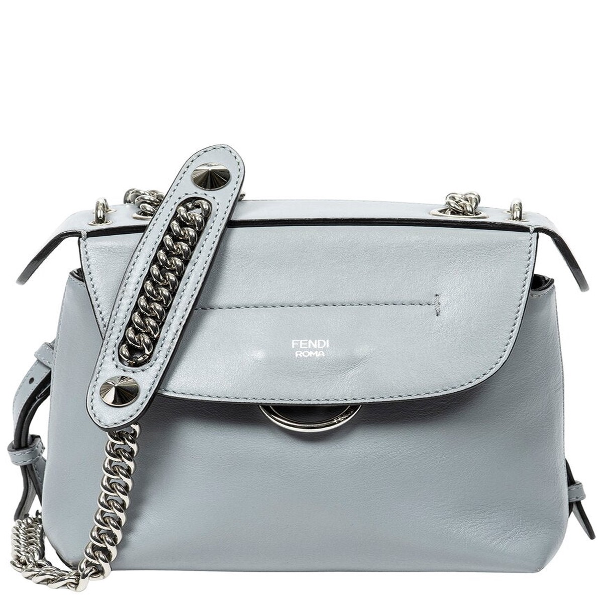 Fendi Light Blue Calfskin Leather Mini Back To School Backpack (Authentic Pre-