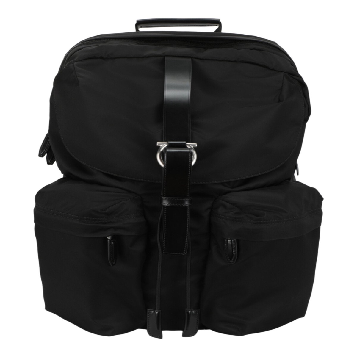 Ferragamo Mens Nylon Gancini Technical Backpack