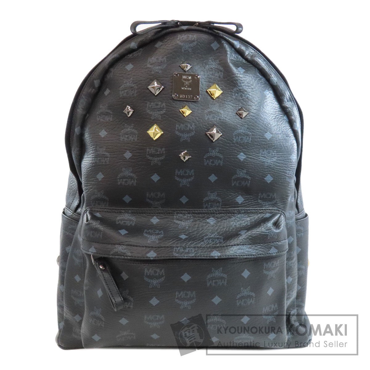 MCM Backpack Daypack Logo studs Leather Ladies