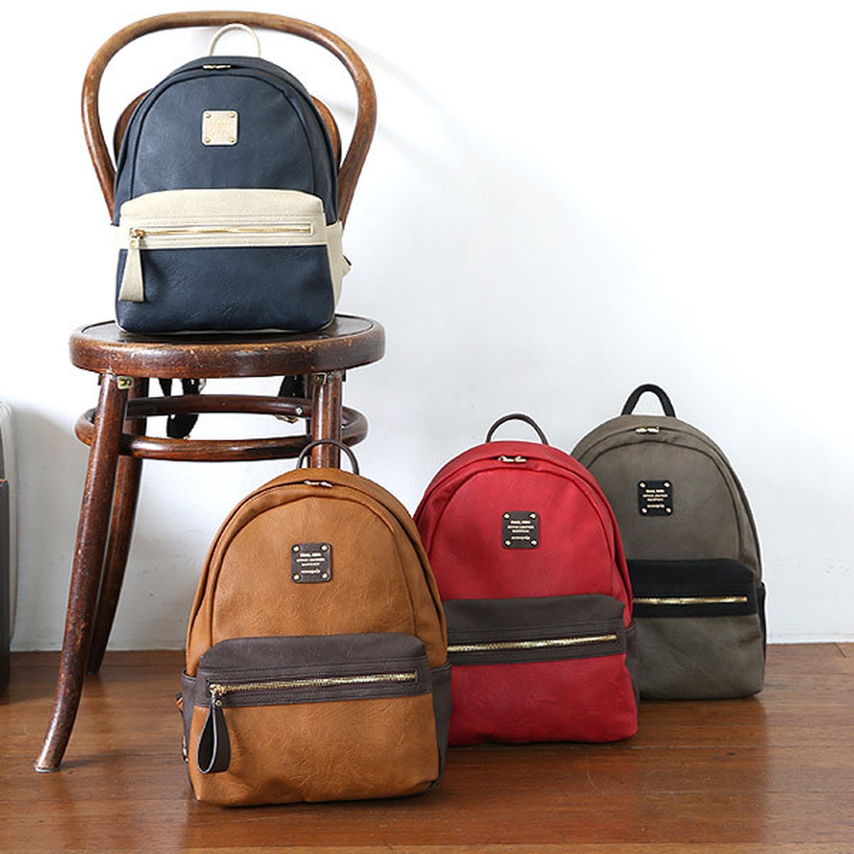 Monopoly Dual Two tone leather small backpack