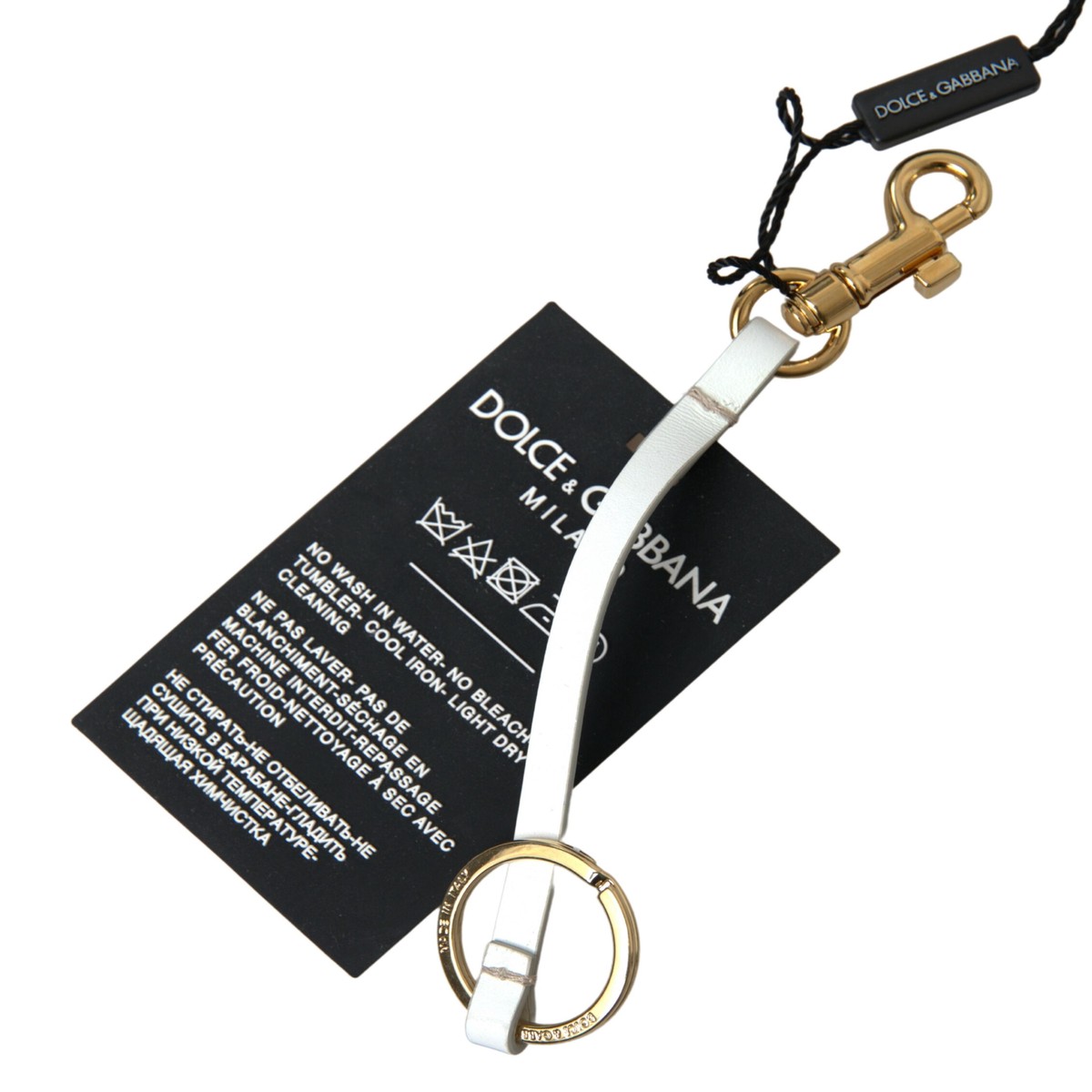 Dolce & Gabbana Black Silicone DG Logo Gold Brass Women's Keychain