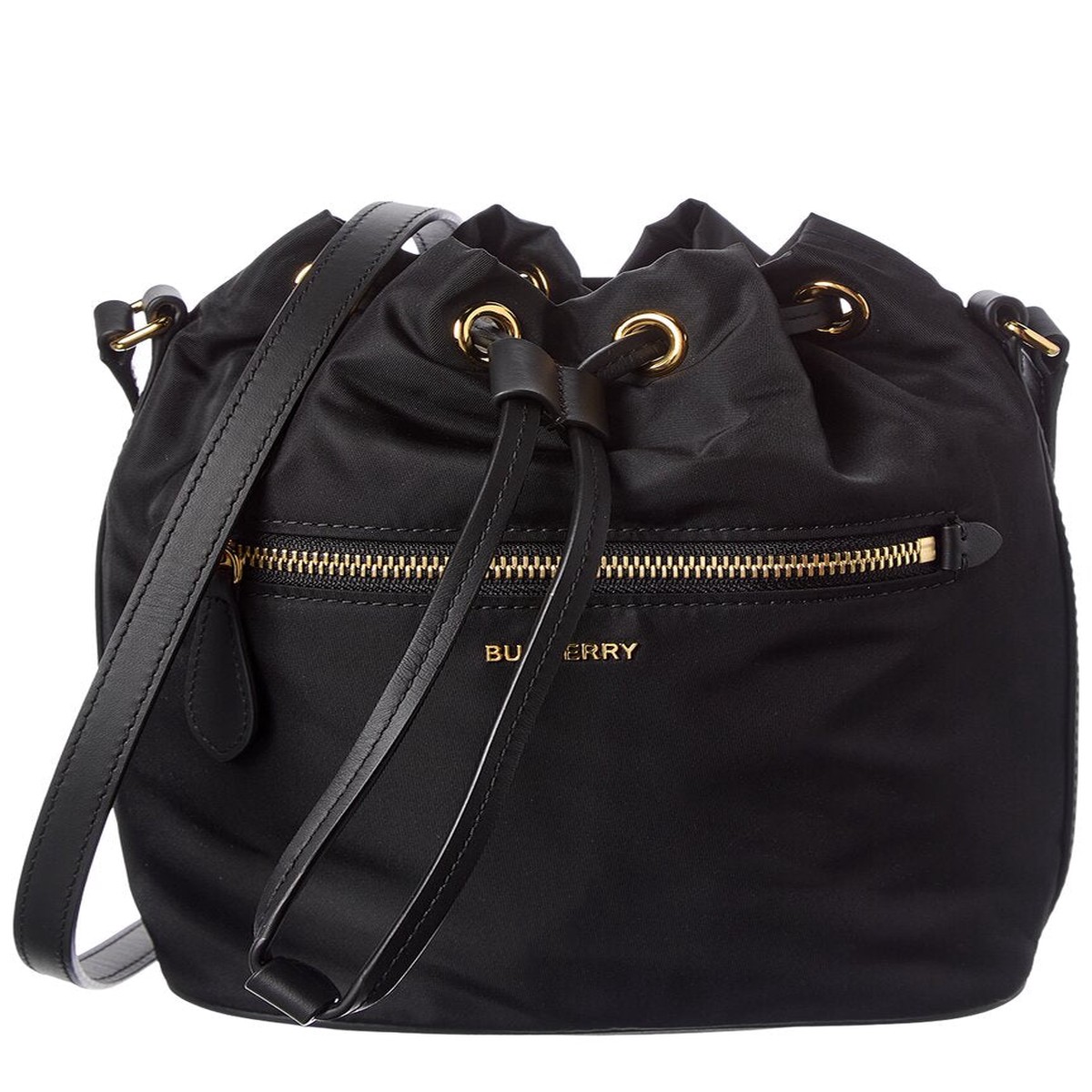 Burberry Nylon & Leather Bucket Bag