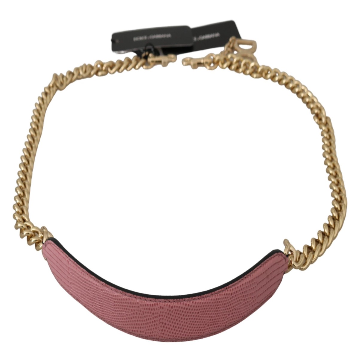 Dolce & Gabbana Pink Leather Gold Chain Accessory Shoulder Women's Strap