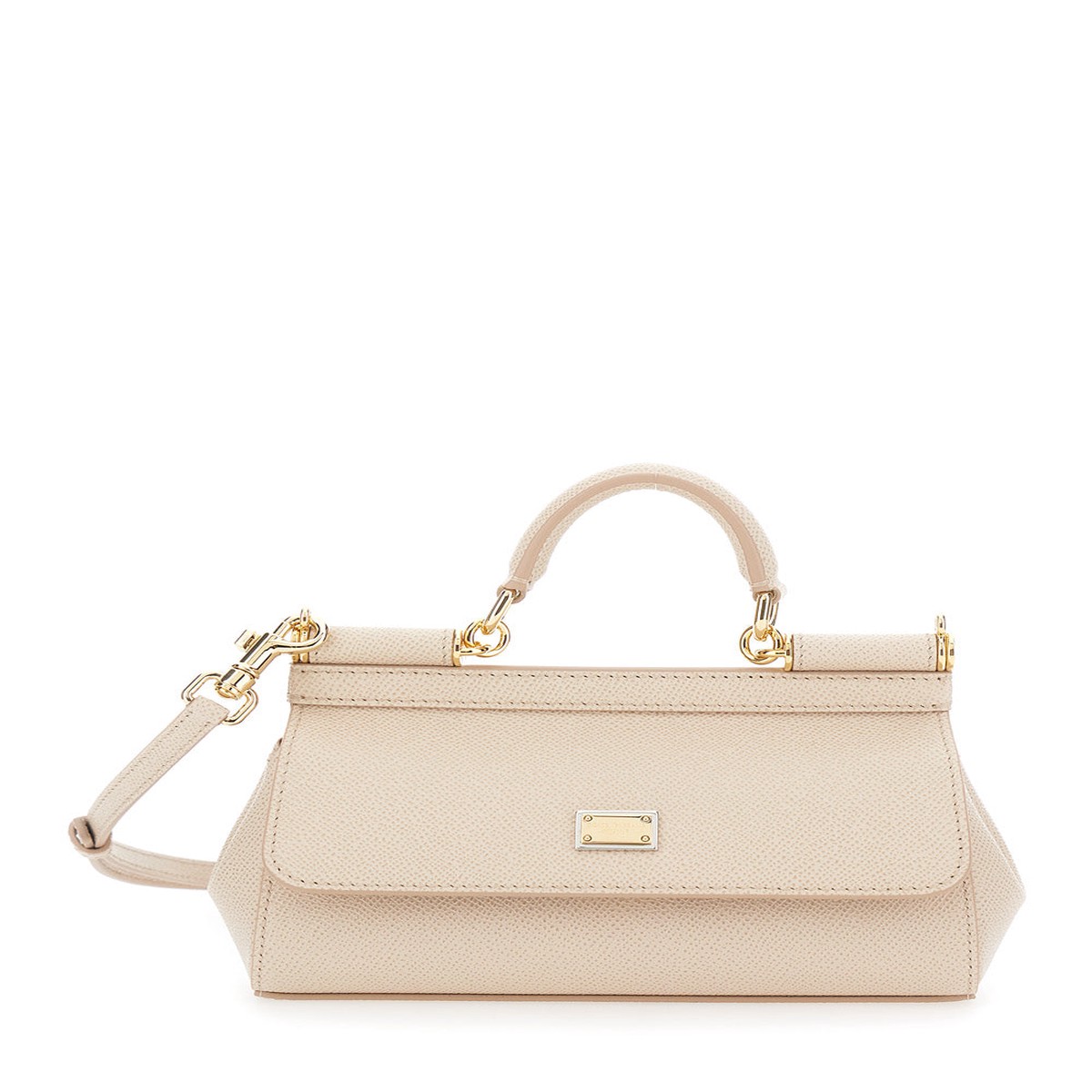 Dolce & Gabbana Women 'Sicily' Pink Handbag With Adjustable And Removable Shoulder Strap And Logo Plate On The Front In Leather For Women