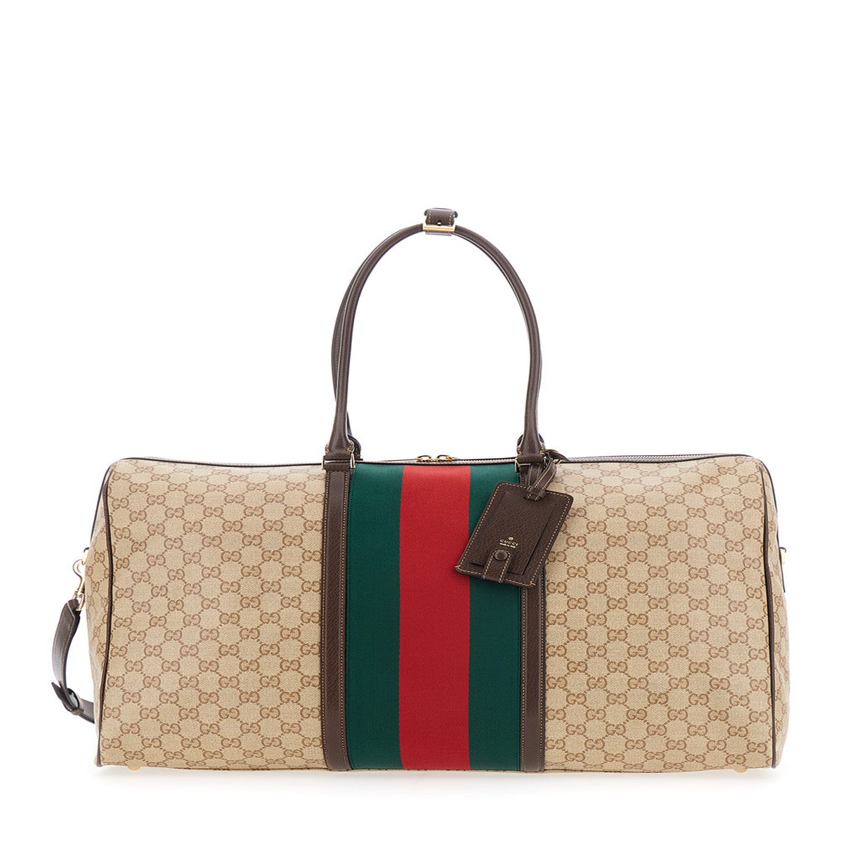 Gucci Men Beige Handbag With Web Detail On The Side And Adjustable And Removable Shoulder Strap In Gg Canvas For Men