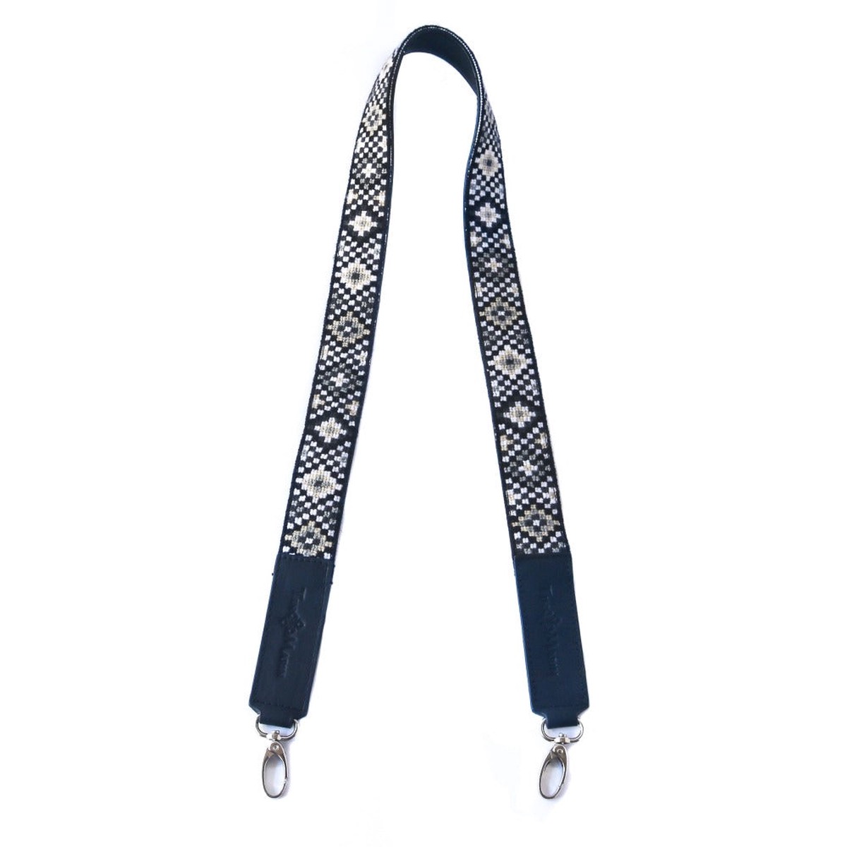 Mai Woven Bag Strap - Black & White with Leather