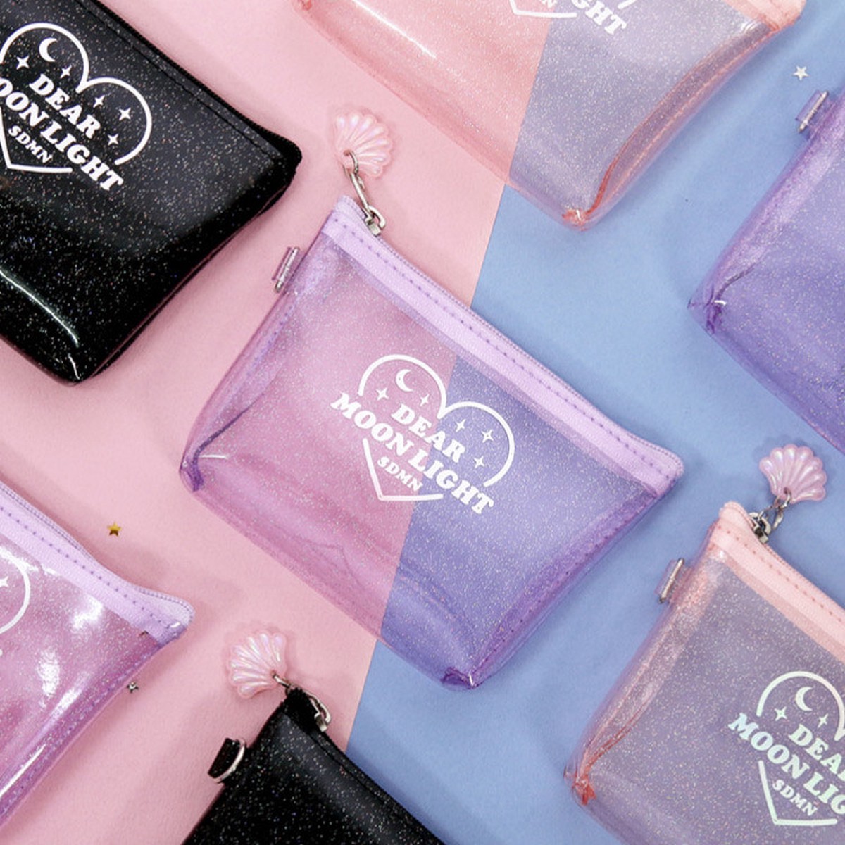 Dear moonlight twinkle zipper coin wallet card case
