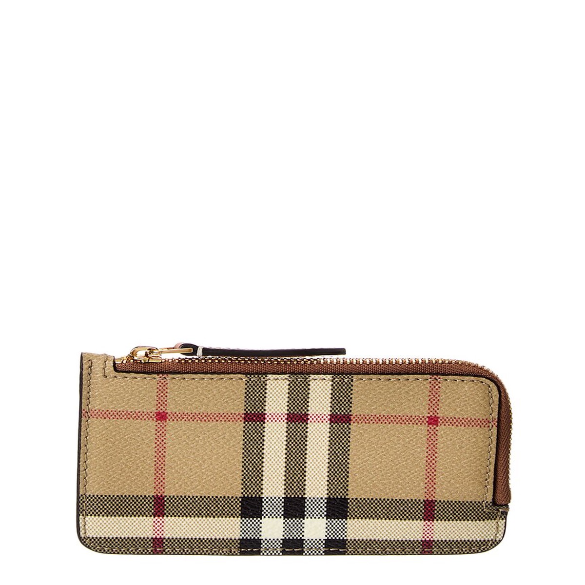 Dnu Inv Burberry Check E-Canvas & Leather Zip Card Case