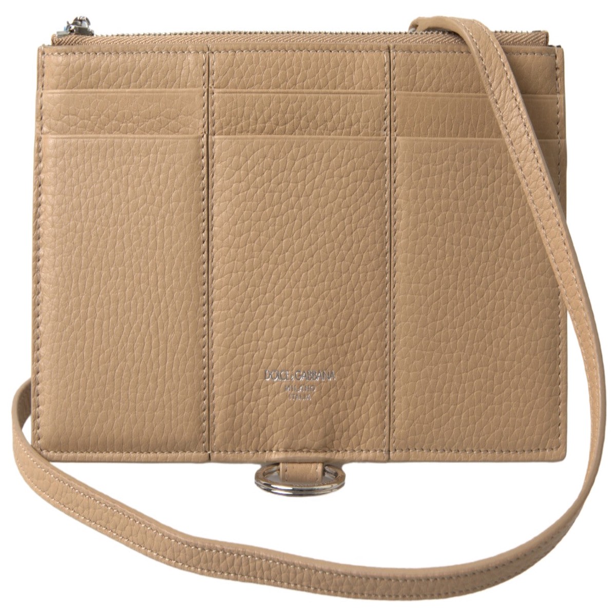 Dolce & Gabbana Beige Leather Shoulder Cardholder Shoulder Strap Women's Wallet