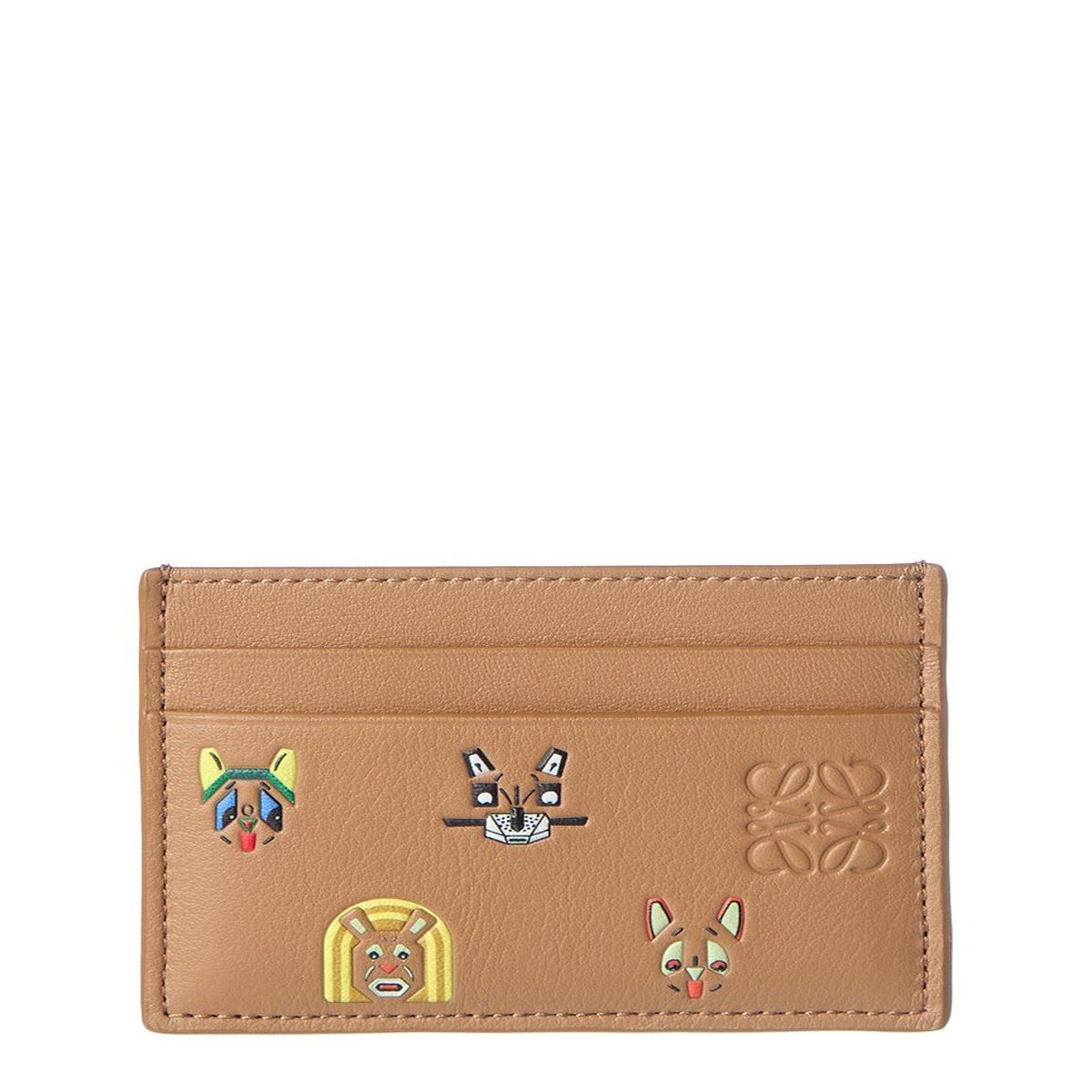 Loewe Cats Plain Leather Card Holder