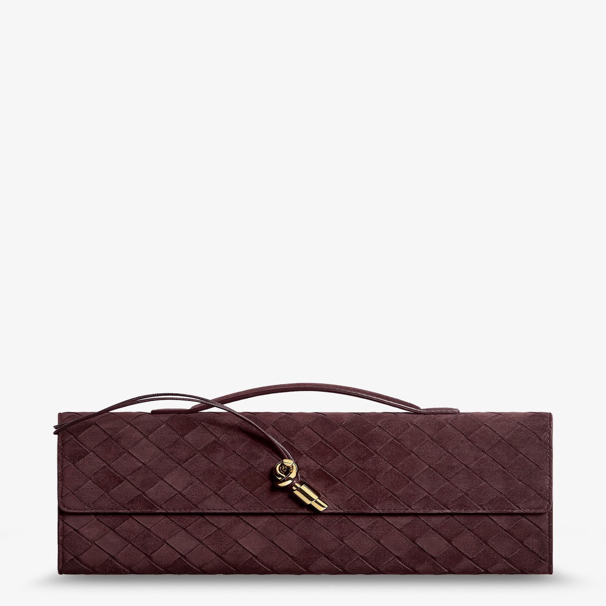 Bottega Veneta Women Andiamo Suede Clutch With Intrecciato Pattern