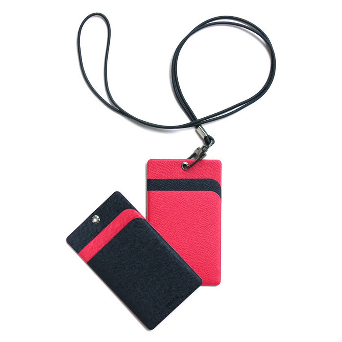 Premium PU business pocket card case with neck strap