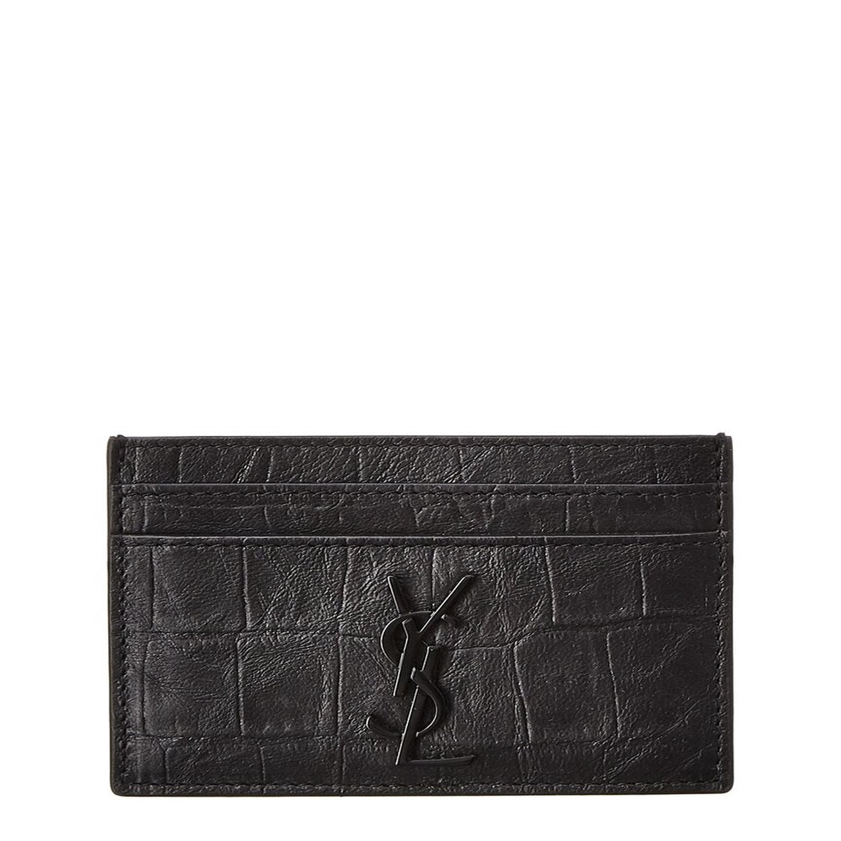 Saint Laurent Croc-Embossed Leather Card Case