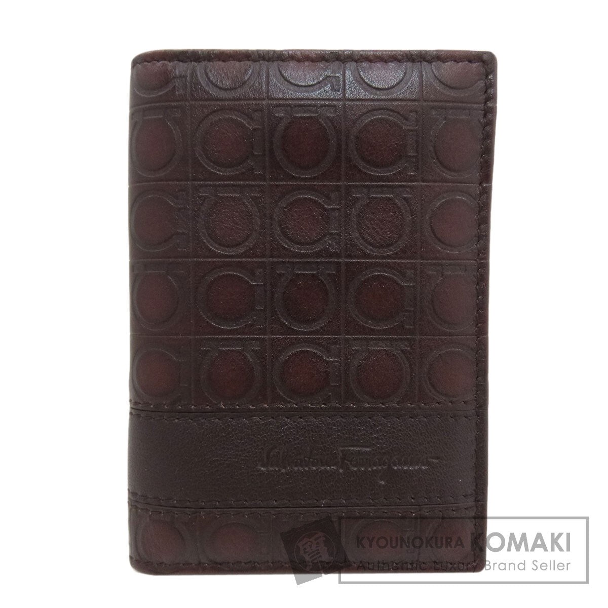 Salvatore Ferragamo Gancini pattern pass case Card Case Leather Ladies [Used]