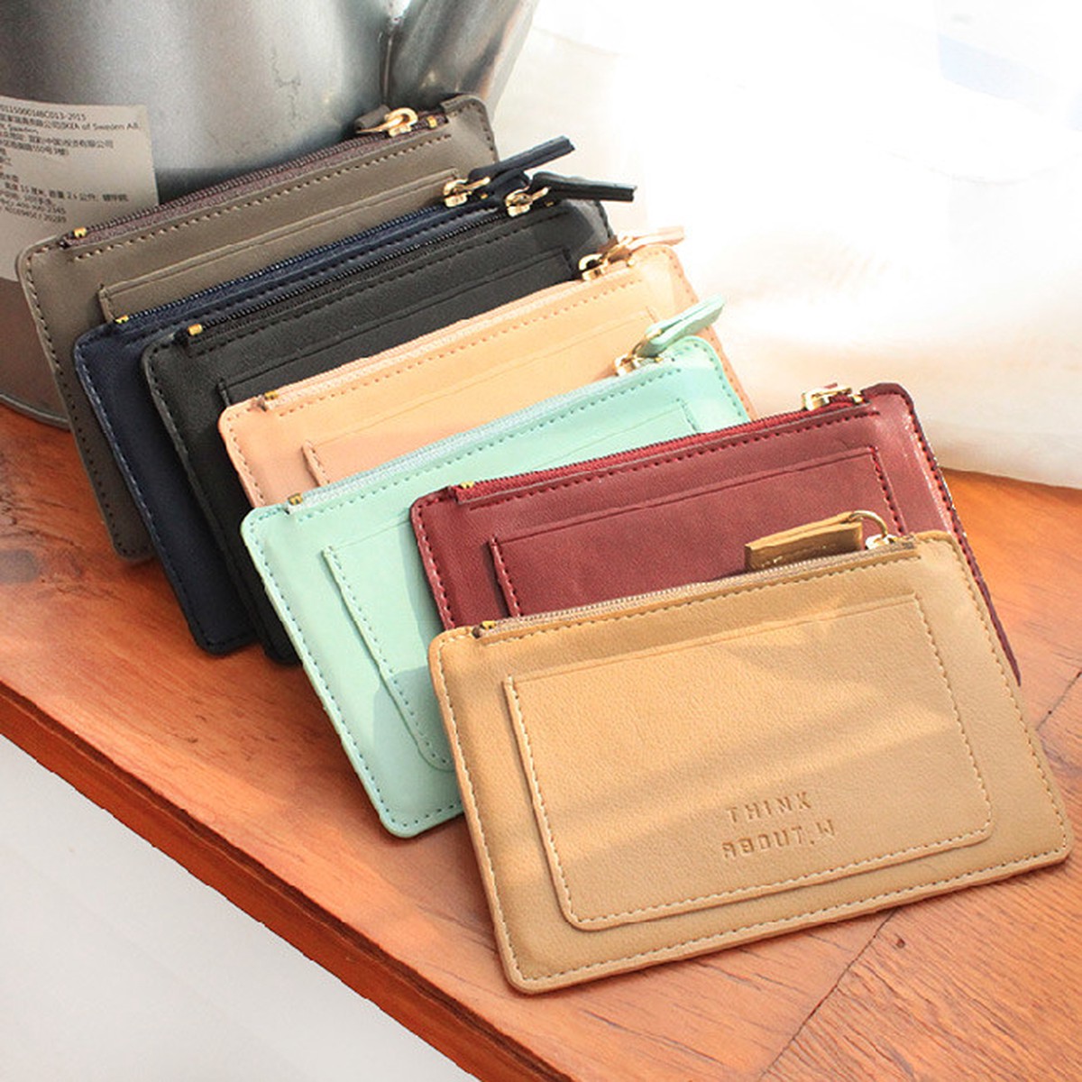 With Alice Think about w zip up flat card case