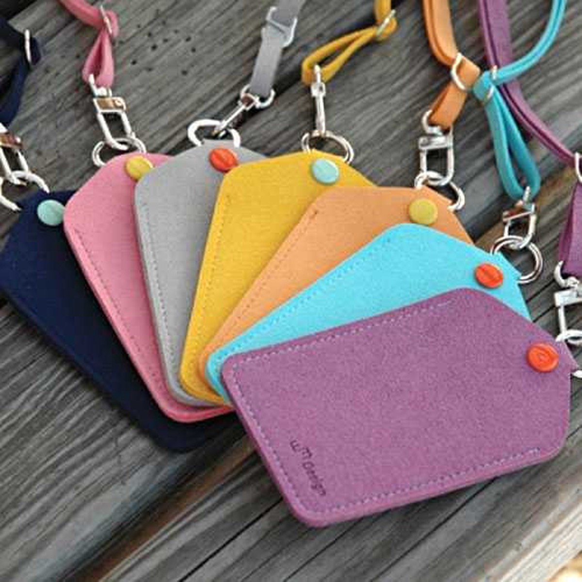 WM Soft chamude card case holder with neck strap