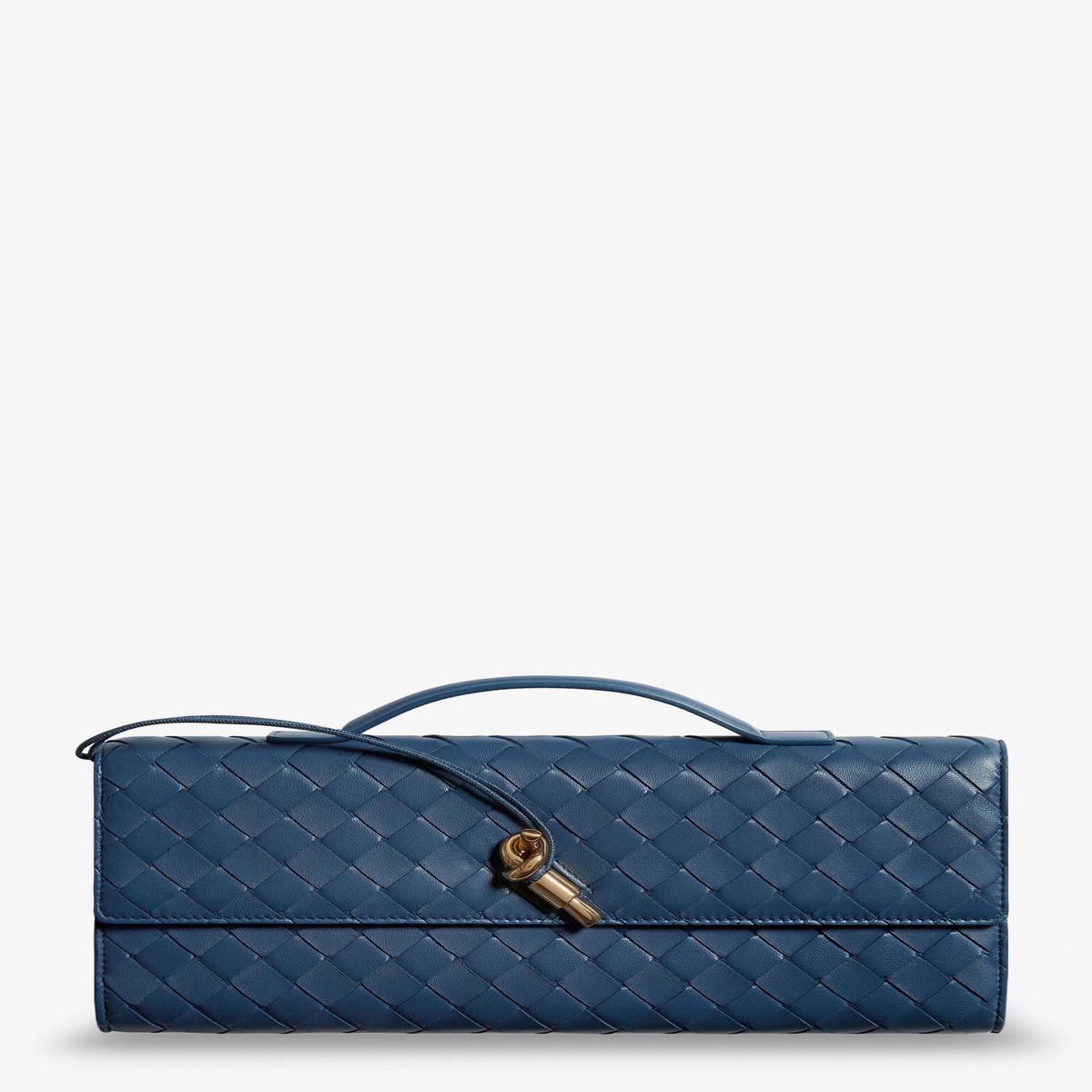 Bottega Veneta Women Andiamo Leather Clutch With Intrecciato Pattern