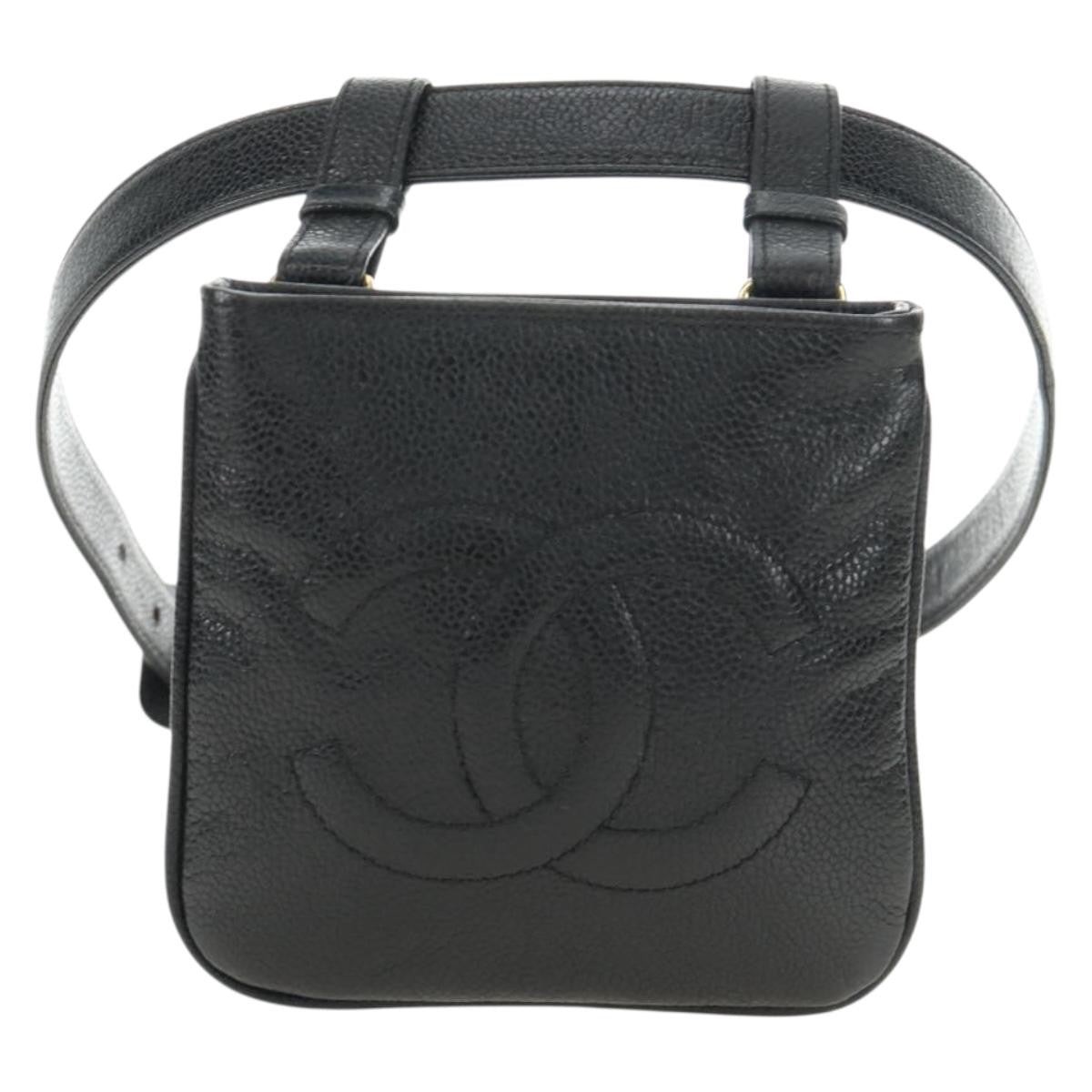 Chanel Vintage Timeless Belt Bag Caviar Black Leather Clutche & Pouche Bag (Authentic Pre-Loved)