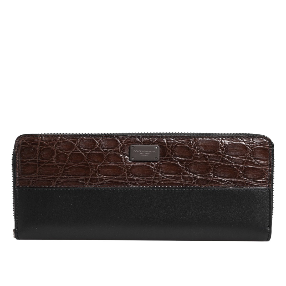 Dolce & Gabbana Black Brown Exotic Leather Men Continental Clutch Men's Wallet