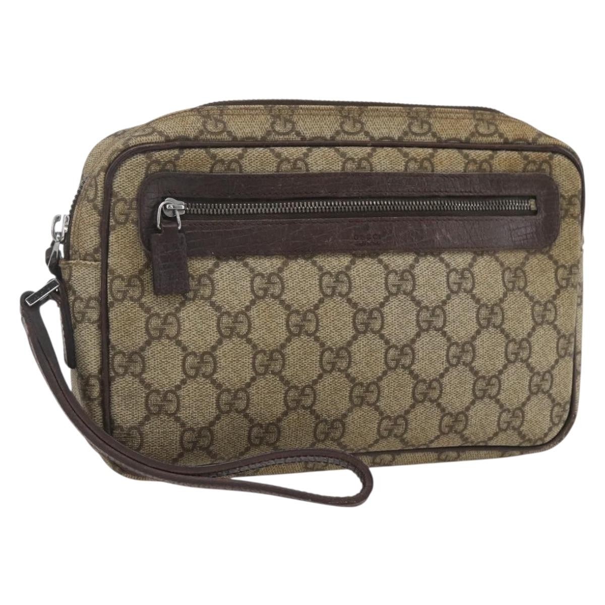 Gucci Wristlet Clutch Gg Coated Canvas Beige Canvas Clutche & Pouche Bag (Authentic Pre-Loved)
